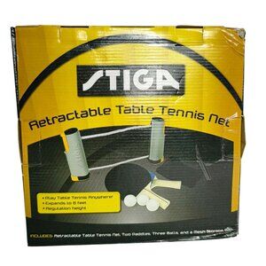 Stiga Retractable Table Tennis Net Portable Universal Fit Paddles Balls Included